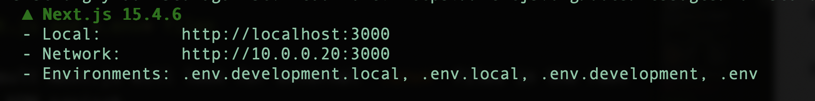 An image showing the environments files found during startup.