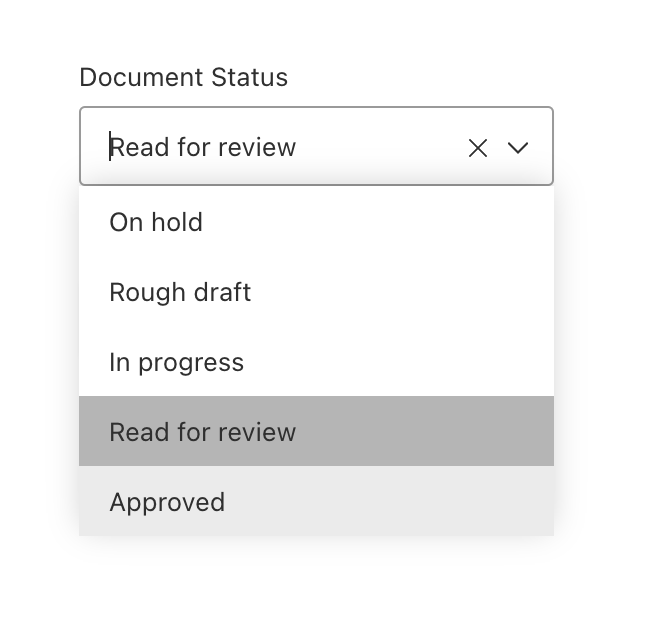 Shows a category dropdown select menu in Admin UI