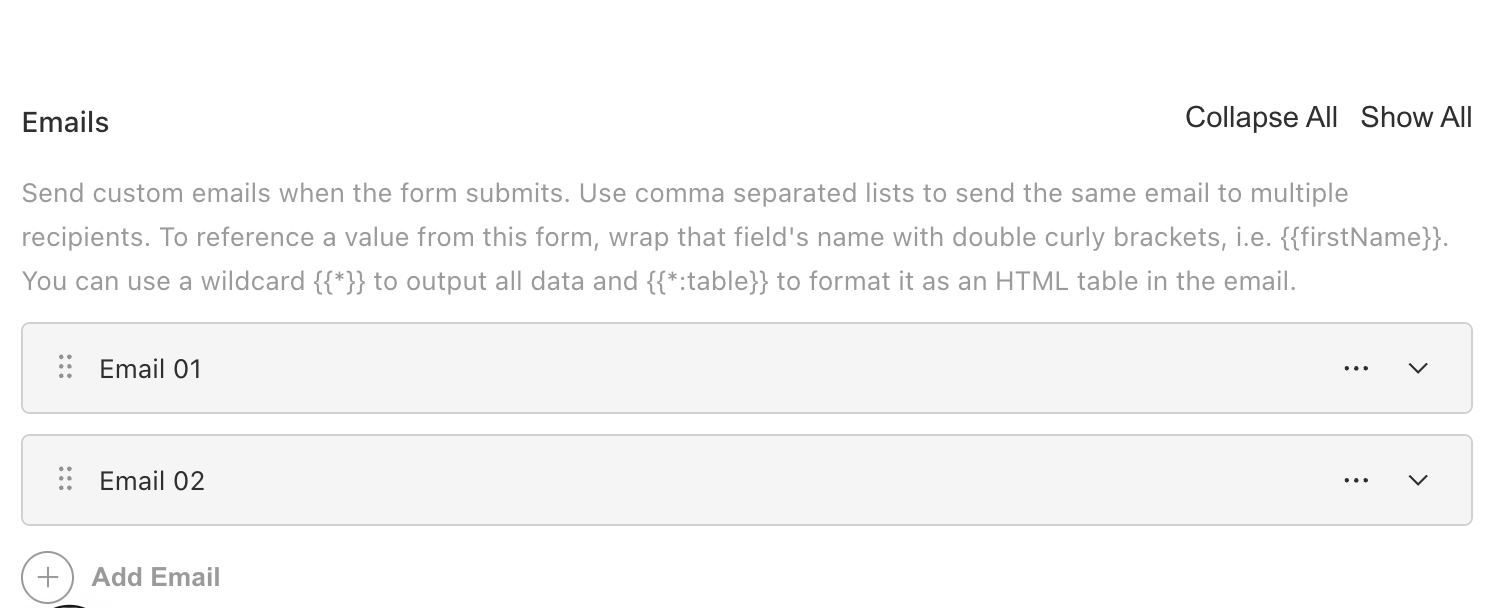 shows how to create email responses for new plugin forms.