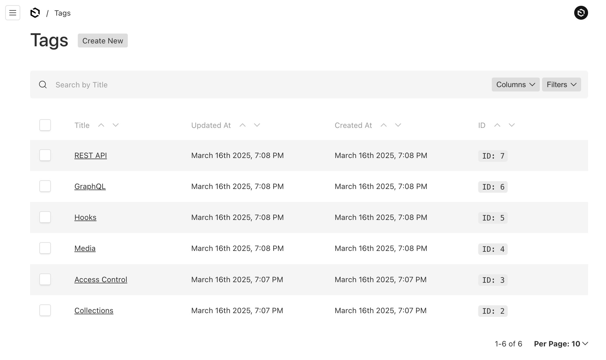 Shows a tag dropdown select menu in Admin UI