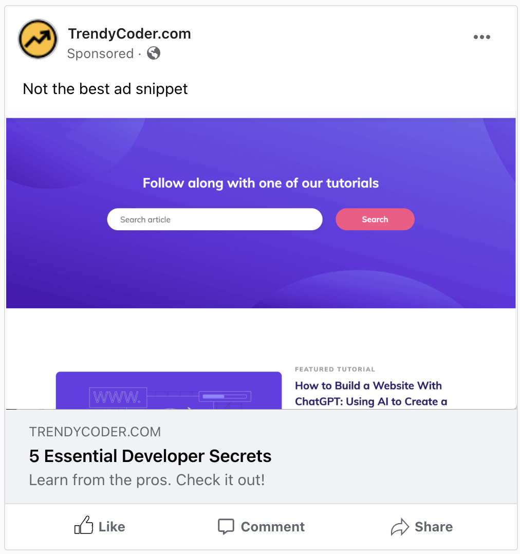 Image showing bad usage of social media Open Graph meta tags